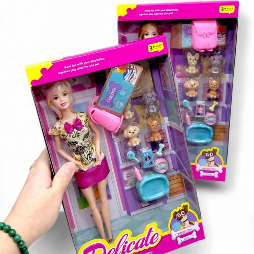 Лялька (висота 30 см, суглоби на шарнірах, 4 фігурки улюбленців, аксесуари для них, зйомне взуття) ВИД 2