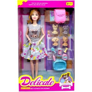 Лялька (висота 30 см, суглоби на шарнірах, 4 фігурки улюбленців, аксесуари для них, зйомне взуття) ВИД 2