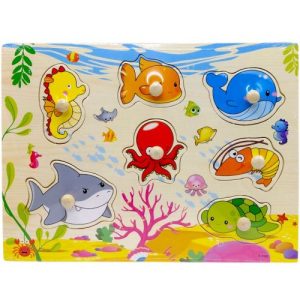 Вкладиші деревʼяні з ручками, 30х22.5 см (МОРСЬКІ ТВАРИНИ)