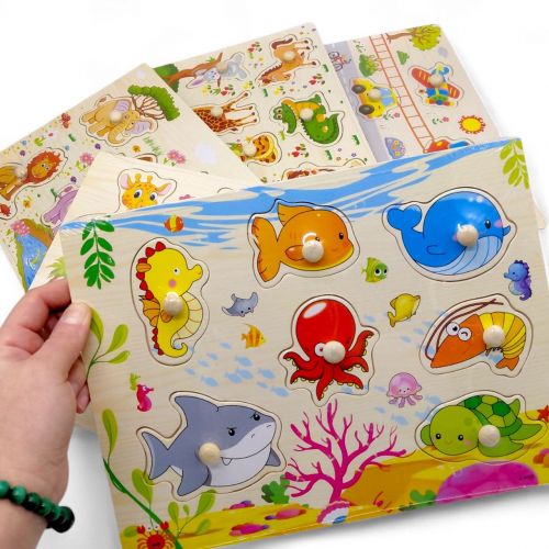 Вкладиші деревʼяні з ручками, 30х22.5 см (ТРАНСПОРТ)