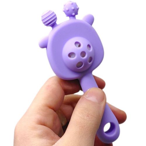 Силіконовий прорізувач-брязкальце Жираф (РОЖЕВИЙ)