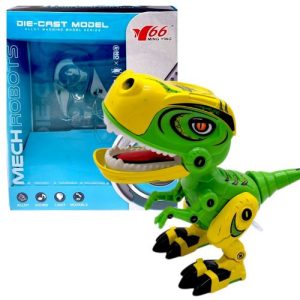 Металевий динозавр, світло, звук (ЗЕЛЕНО-ЖОВТИИЙ)