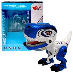 Металевий динозавр, світло, звук (БІЛО-БЛАКИТНИЙ)