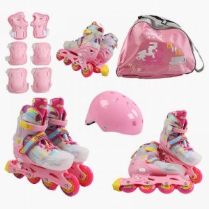 Ролики розмір 35-38 (6) колеса PU, d – 9 см, алюмінієва рама, підсвічування коліс, підшипник ABEC-7, в коробці