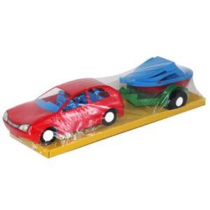 Автомобіль з причепом червоний