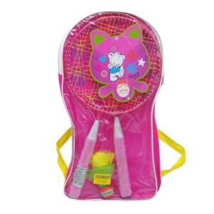 Бадмінтон 2 ракетки, 2 воланчика, мʼячик, в сумці-чохлі (рожевий)