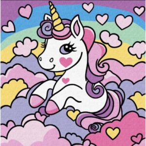 Картина за номерами для дітей "Мрійлива єдиноріжка" 25х25 см