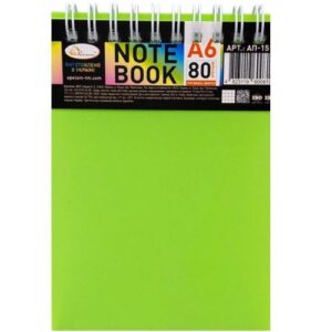 Блокнот А6, 80 арк., пластик, пружина зверху (мікс кольорів)