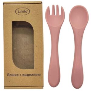 Набір "Ложка+виделка", силікон (рожевий)