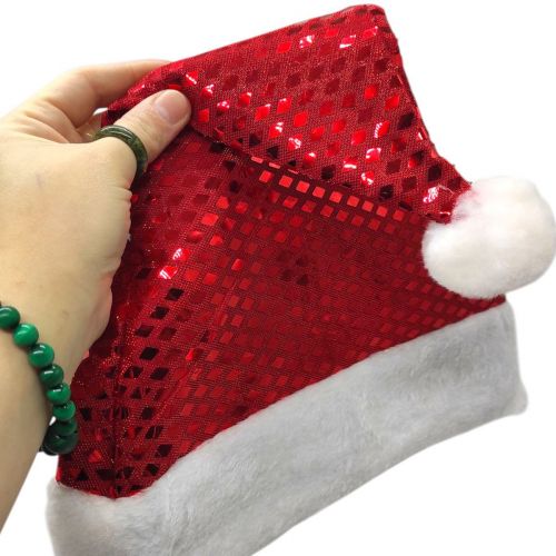 Шапка Діда Мороза блискуча, обʼєм 58 см, висота 40 см