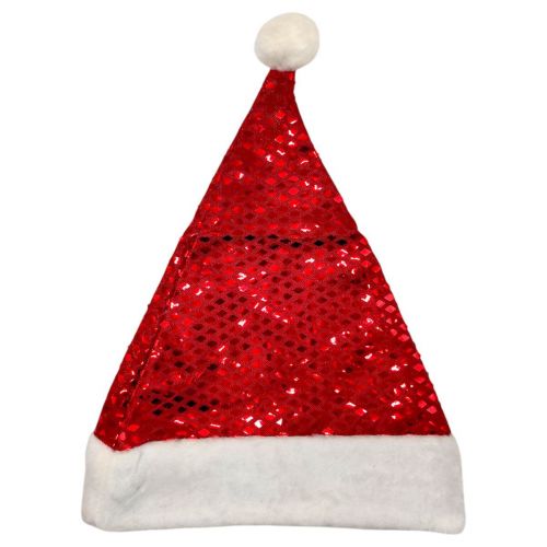Шапка Діда Мороза блискуча, обʼєм 58 см, висота 40 см