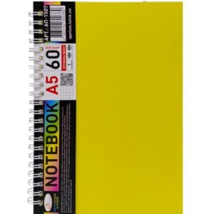 Блокнот А5, 60 арк., пластик, 1 розділ., пружина збоку (мікс кольорів)