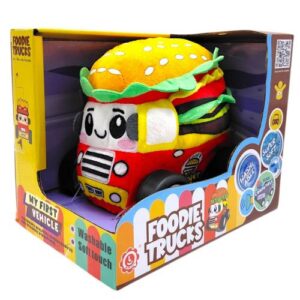 Машинка м`яка “Гамбургер” (звуки транспорту, веселі мелодії, вібрація, знімний чохол, гумові шини, на батарейках)