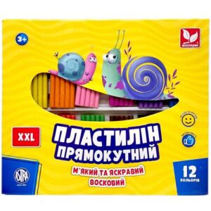 Пластилін восковий, прямокутний 12 кольорів