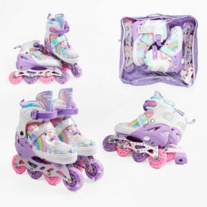 Ролики розмір 29-33 (6) колір Фіолетовий, устілка 18-21 см, колеса PU, d коліс – 6 см, підсвічування коліс, в сумці