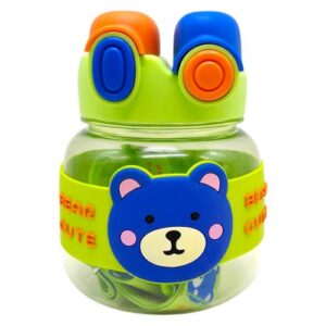 Пляшка для води 1000 мл, пластикова, ремінець, трубочка, шийка, в пакеті (ЗЕЛЕНА)