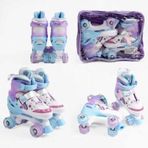 Ролики розмір 34-38 (6) колір Фіолетовий, устілка 21-24 см, колеса PU, КОЛЕСА ЗІ СВІТЛОМ, d коліс – 4,5 см, в сумці