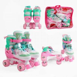 Ролики розмір 31-34 (6) колір Бірюзовий, устілка 18-21 см, колеса PU, КОЛЕСА ЗІ СВІТЛОМ, d коліс – 4,5 см, в сумці