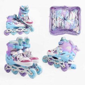 Ролики розмір 34-38 (6) колір Фіолетовий, устілка 22-24 см, колеса PU, d коліс – 6 см, підсвічування коліс, в сумці