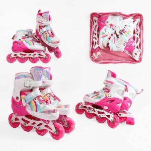 Ролики розмір 34-38 (6) колір Рожевий, устілка 22-24 см, колеса PU, d коліс – 6 см, підсвічування коліс, в сумці
