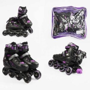 Ролики /розмір 34-38/ колір – Фіолетовий (6) колеса PU, ПЕРЕДНЄ КОЛЕСО СВІТЛО, d – 6.5 см, в сумці