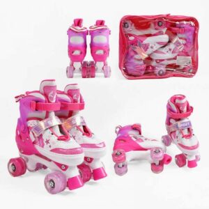 Ролики розмір 34-38 (6) колір Рожевий, устілка 21-24 см, колеса PU, КОЛЕСА ЗІ СВІТЛОМ, d коліс – 4,5 см, в сумці