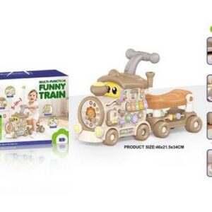 Ходунки-каталка 5в1, підсвічування, звуки, піаніно, 2 режими, ноти, назви кольорів, пальчикові ігри, мелодії, пісні, озвучування англійською мовою, сортер, пискавка, годинник, на батарейках, в коробці