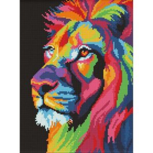 Алмазна мозаїка "Яскравий лев" 30х40 см