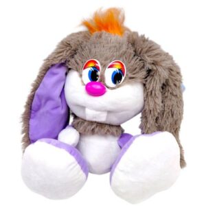 Мʼяка іграшка "Зайка-коротунчик", 30 см, сірий з фіолетом