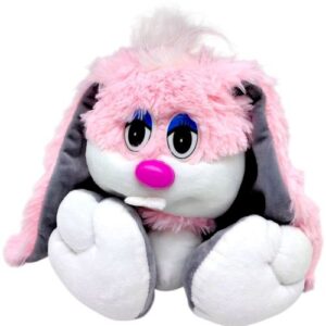 Мʼяка іграшка "Зайка-коротунчик", 30 см, рожевий з сірим