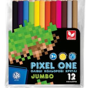 Олівці кольорові круглі Джамбо Pixel One 12 кольорів + чинка