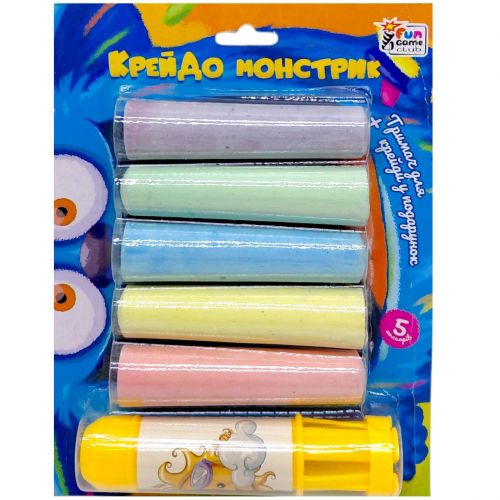 Крейда "Крейдо-монстрик", 5 шт, кольорова, тримач, на листі