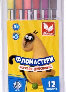 Фломастери шестигранні у пластиковій коробці 12 кольорів 24 в ящ.