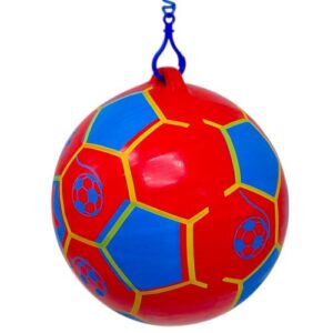 М'яч гумовий, діаметр 17 см, карабін з пружинкою, ЧЕРВОНИЙ