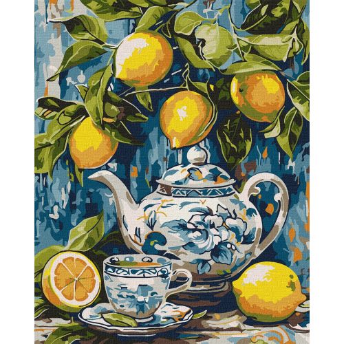 Набір для розпису по номерах "Лимони і кераміка" 40х50см