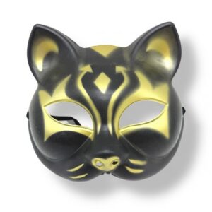 Маска Японської лисиці (ЧОРНО-ЗОЛОТА)
