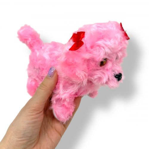 Собачка ходилка з бантом (РОЖЕВА)