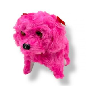 Собачка ходилка з бантом (МАЛИНОВА)